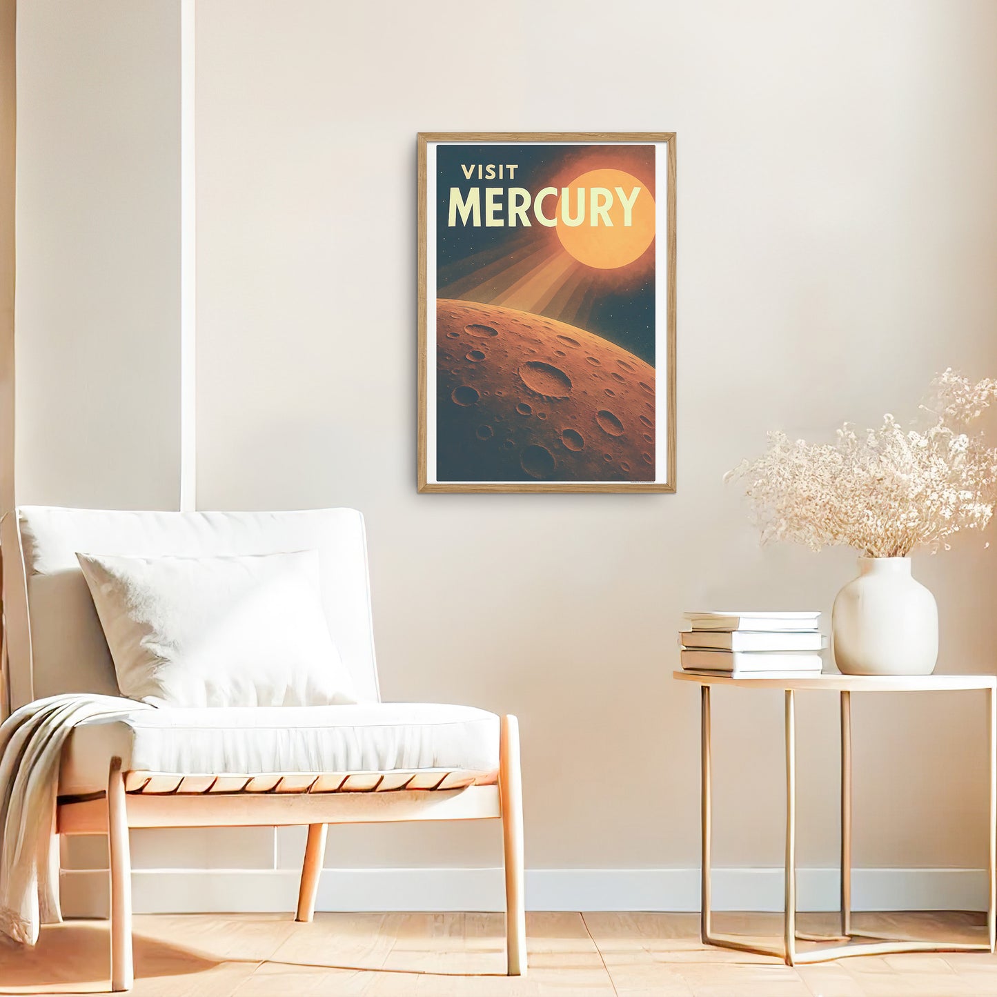 Visit Mercury – Retro Travel Poster in Vintage Art Deco Style