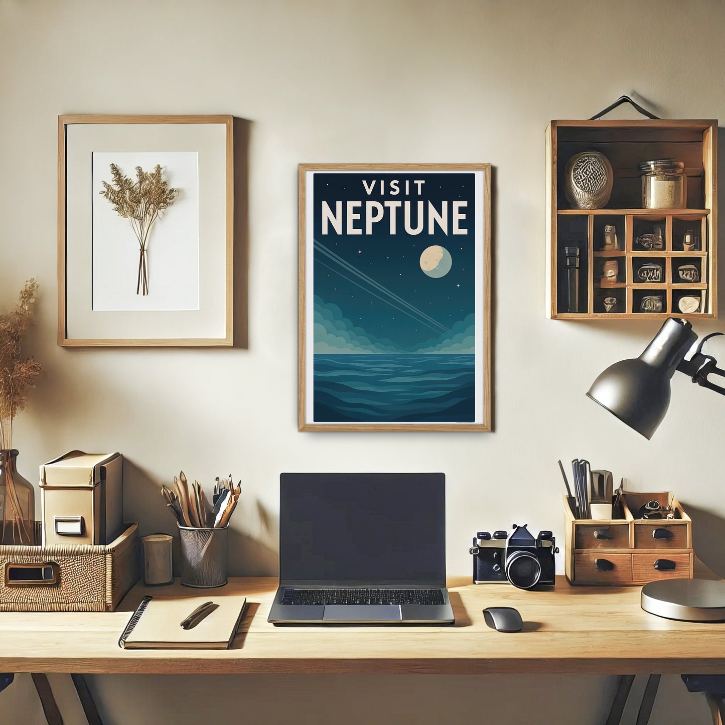 Visit Neptune – Vintage Art Deco Space Travel Poster