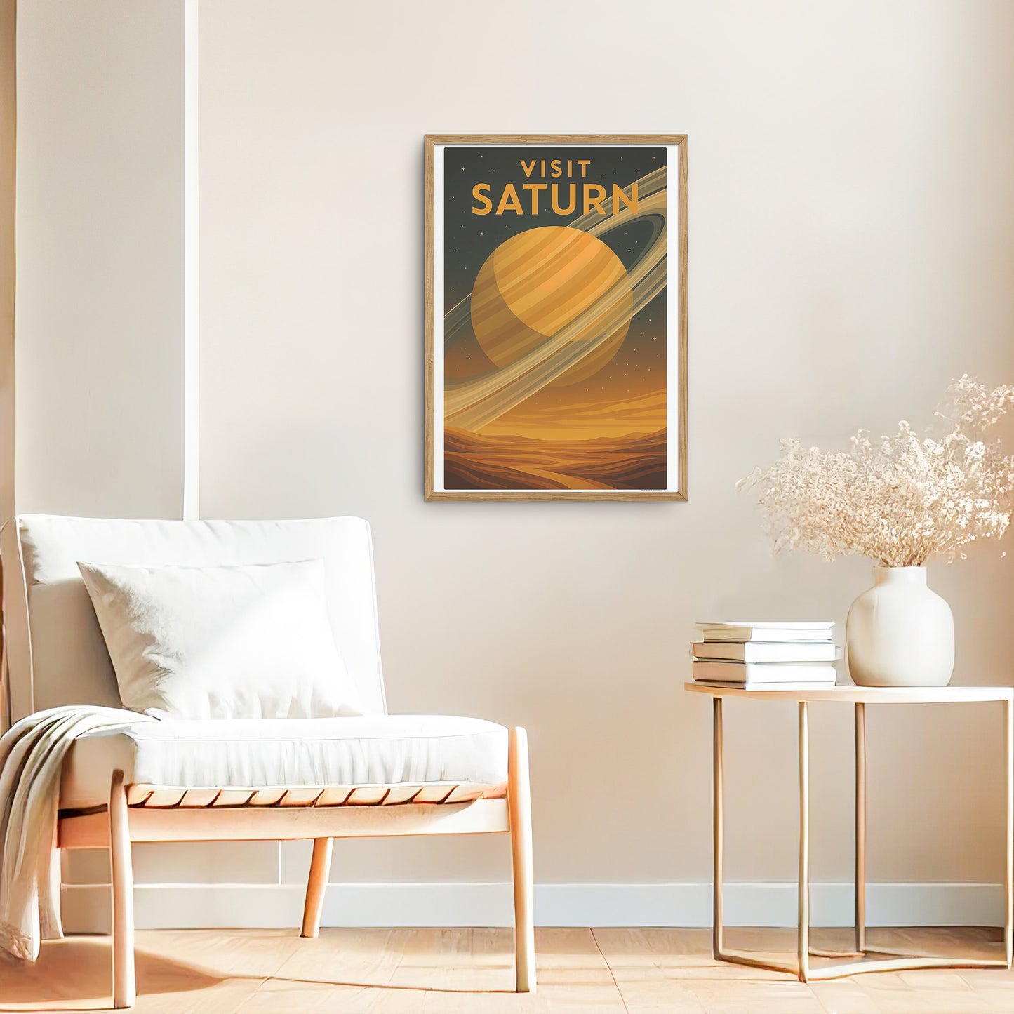 Visit Saturn – Retro Art Deco Style Vintage Space Travel Poster