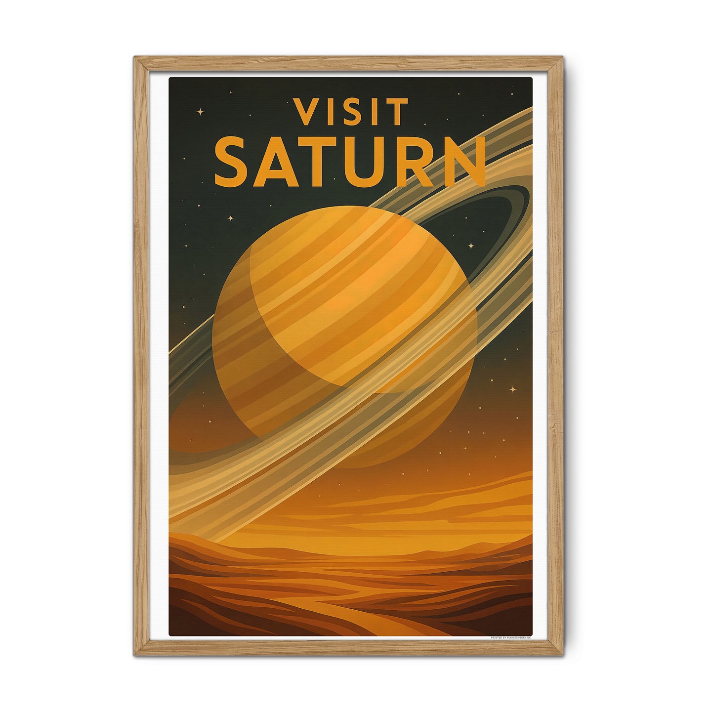 Visit Saturn – Retro Art Deco Style Vintage Space Travel Poster