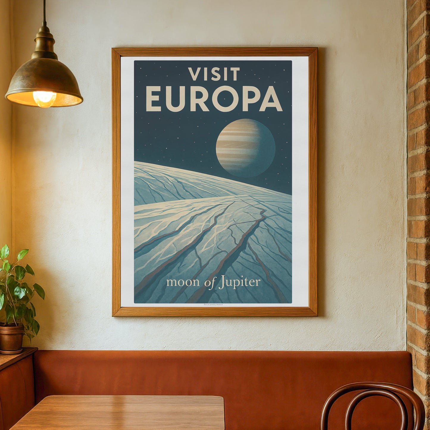 Visit Europa – Moon of Jupiter Vintage Travel Poster in Retro Art Deco Style