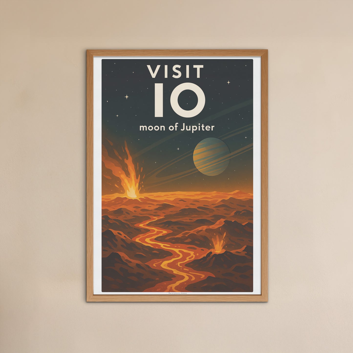 Visit Io – Moon of Jupiter Retro Space Poster in Vintage Art Deco Style