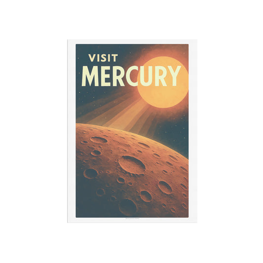 Visit Mercury – Retro Travel Poster in Vintage Art Deco Style