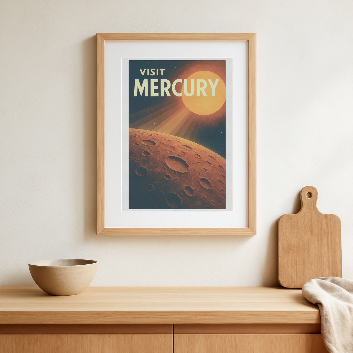 Visit Mercury – Retro Travel Poster in Vintage Art Deco Style