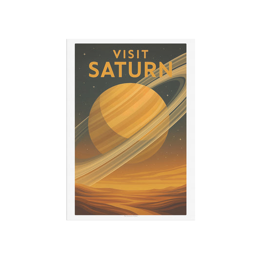 Visit Saturn – Retro Art Deco Style Vintage Space Travel Poster