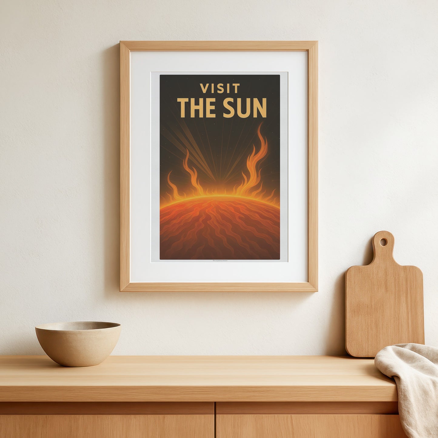 Visit the Sun – Vintage Art Deco Style Retro Space Travel Poster