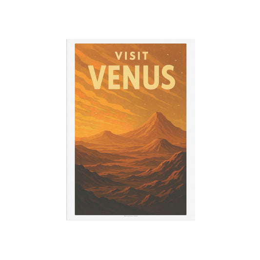 Visit Venus – Retro Space Travel Poster in Vintage Art Deco Style