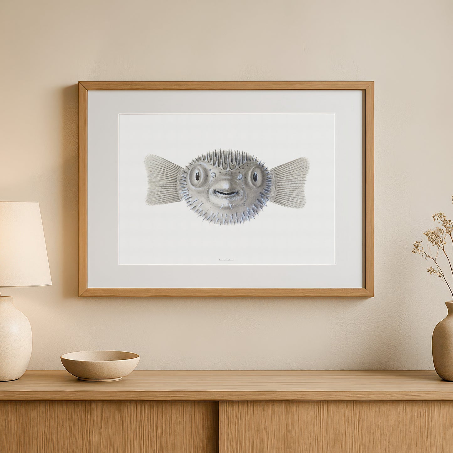 Vintage Pufferfish Botanical Print - Tetraodontidae from Drawings of Tetradons (1838)